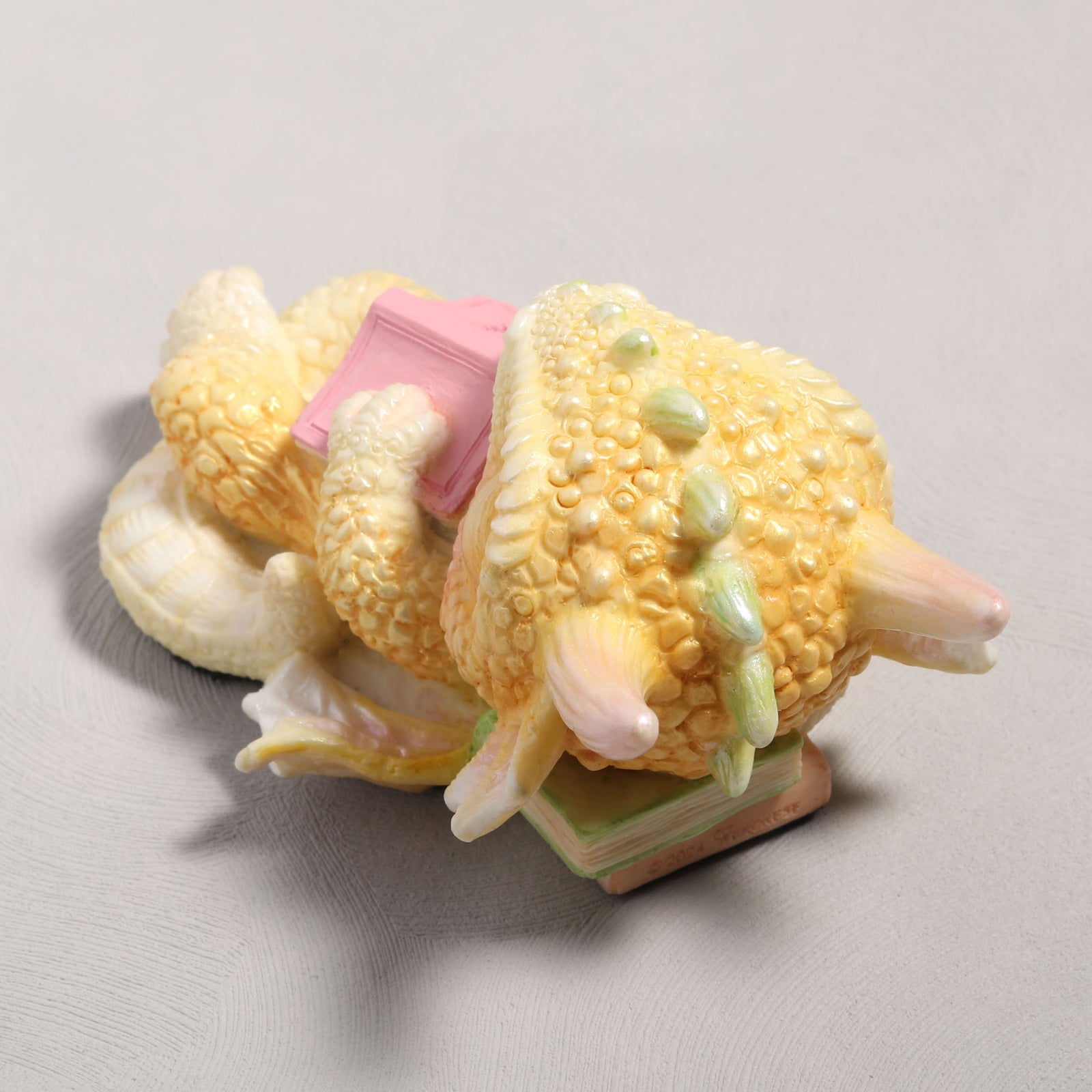 Dreaming Reader Baby Dragon Sleeping Book Statue