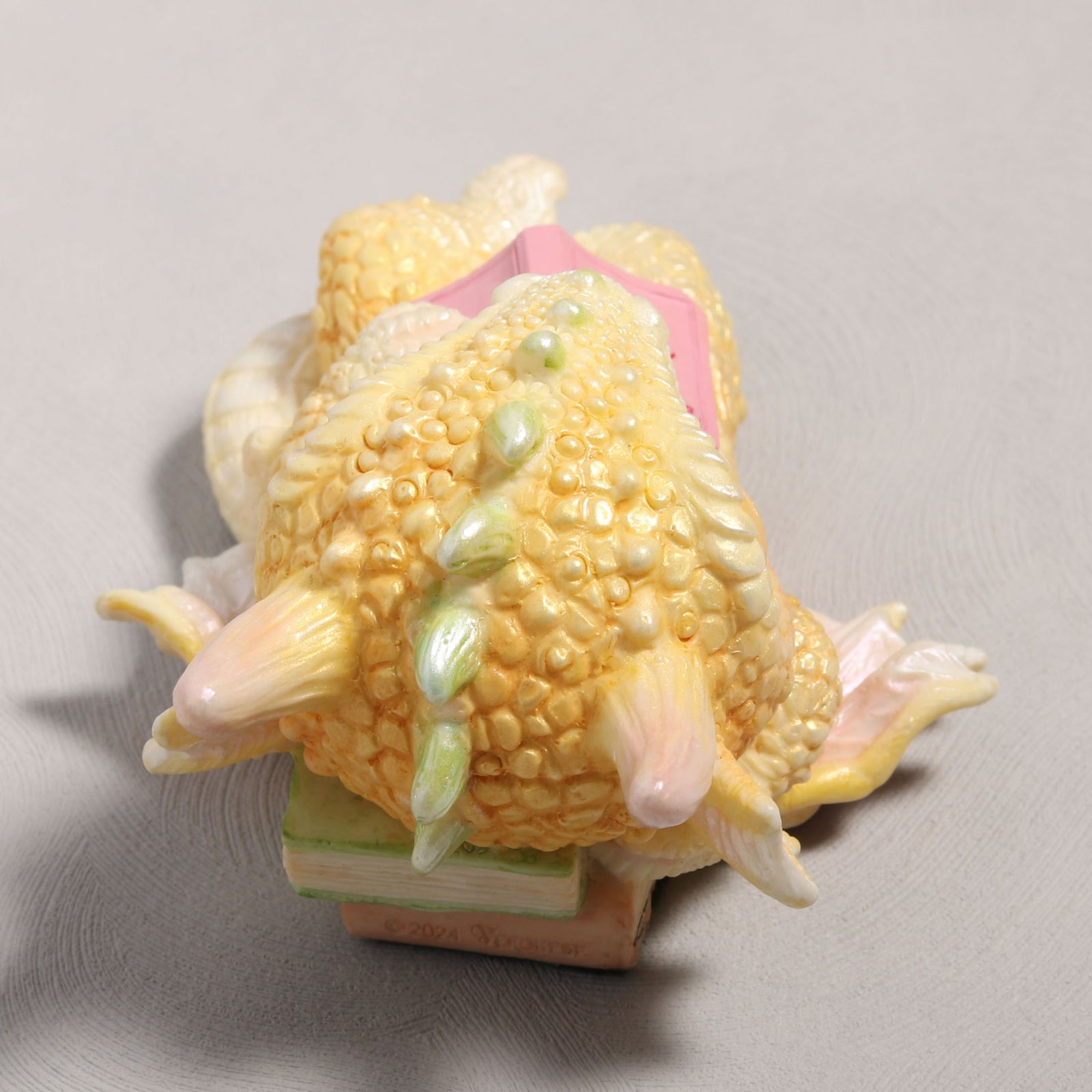 Dreaming Reader Baby Dragon Sleeping Book Statue