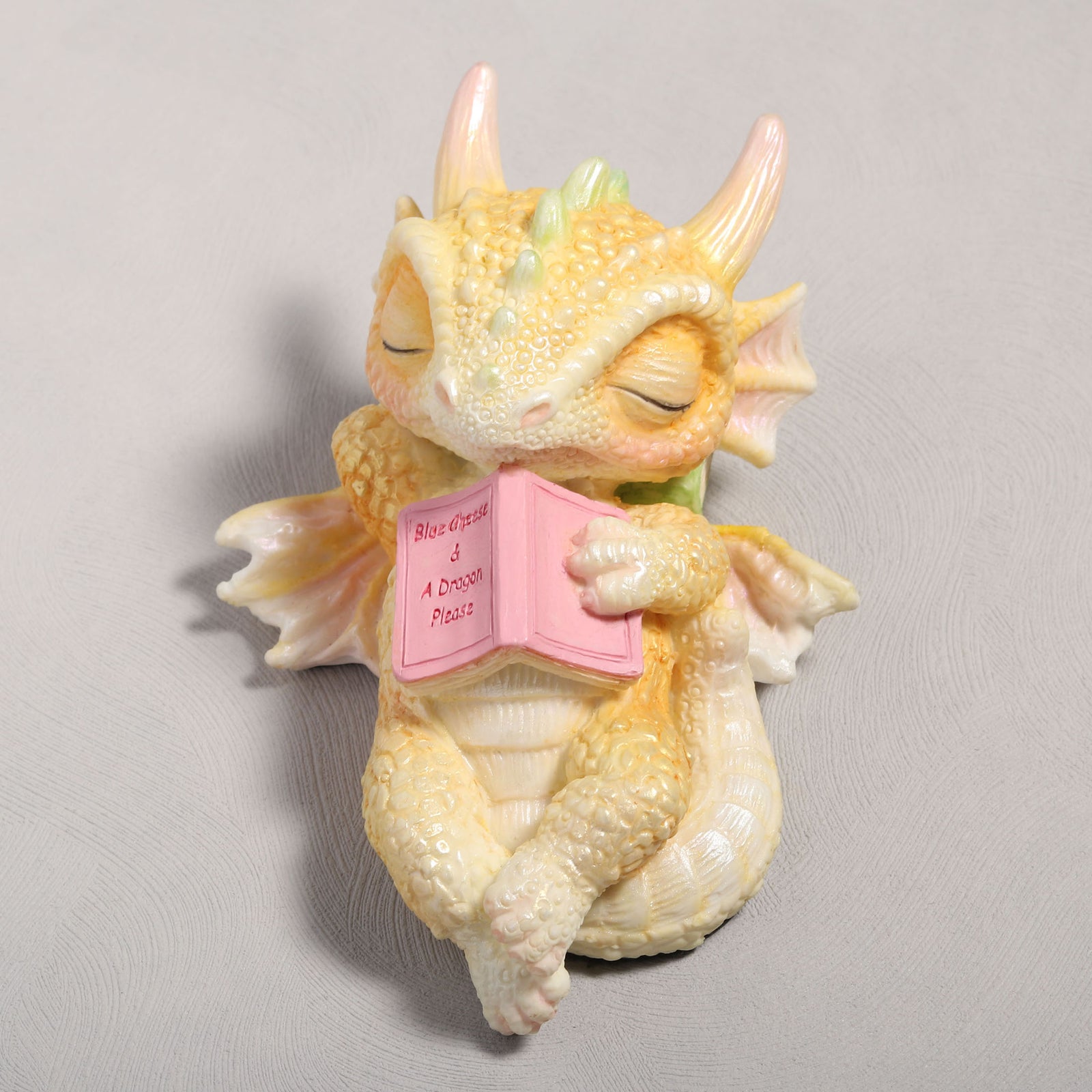 Dreaming Reader Baby Dragon Sleeping Book Statue