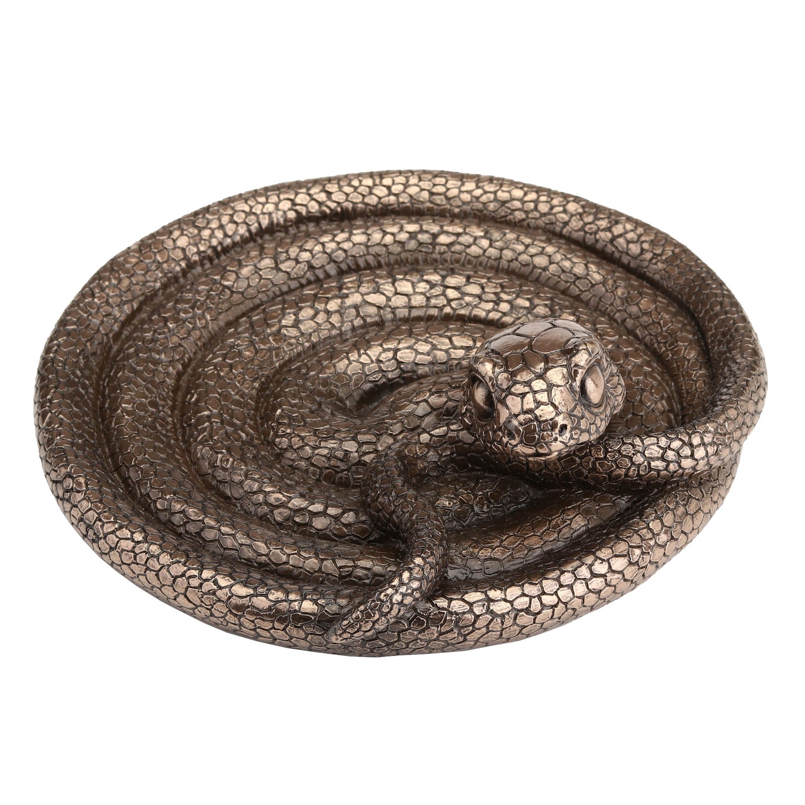 Coiling Snake Altar Plate | Cold Cast Bronze Offering Dish
