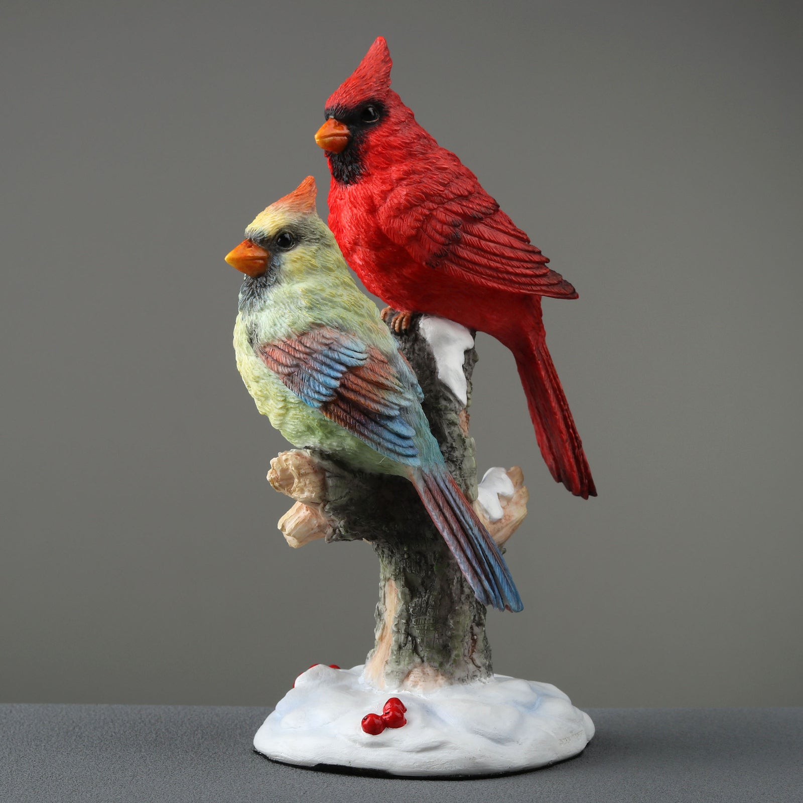 Cardinal Couple on Snowy Branch | Statue of Love, Hope & Nature’s Beauty