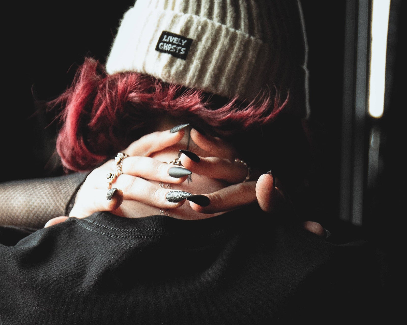 Ghost White | Ghostie Embroidered & Reversible Knit Beanie