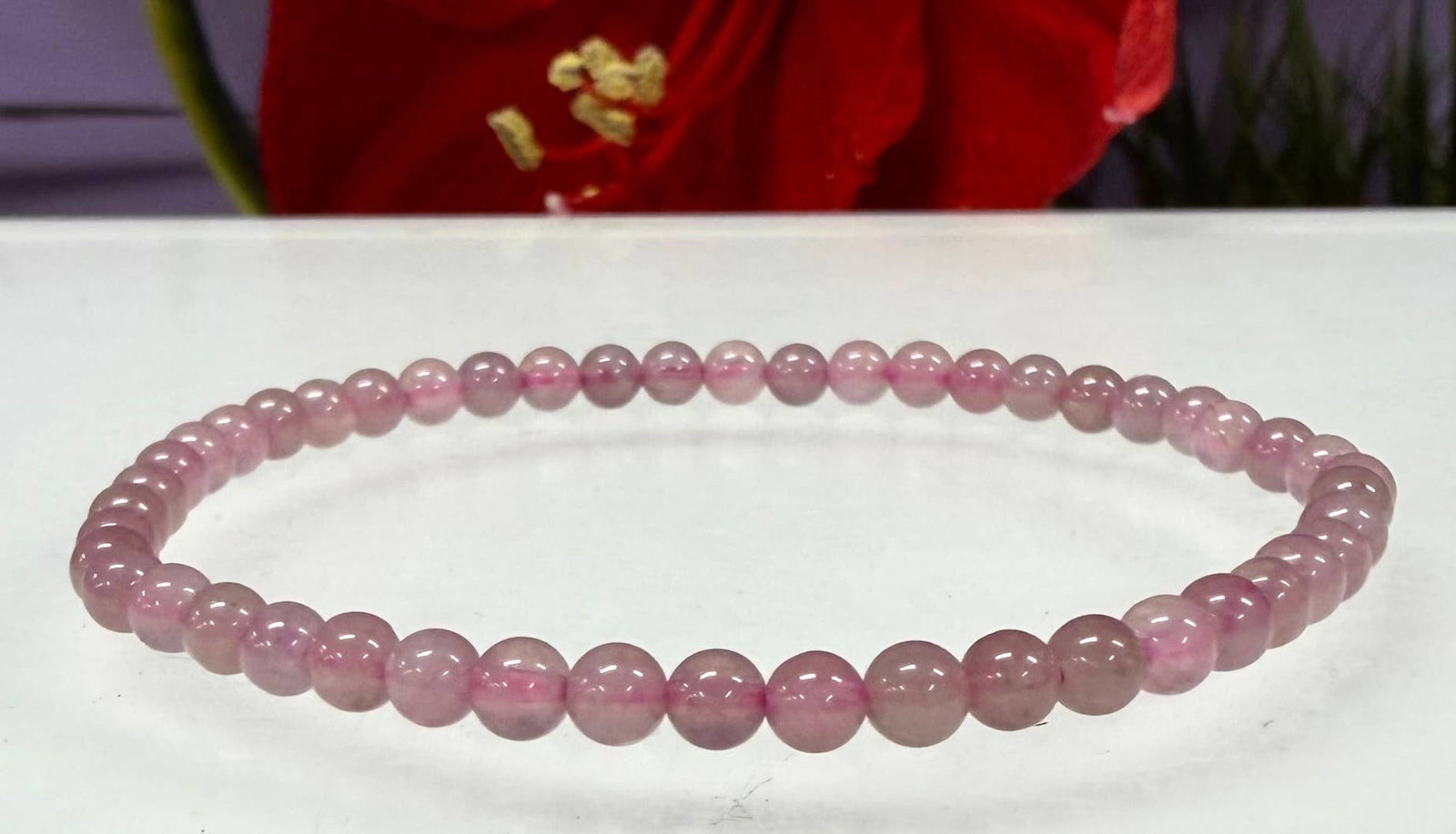 Natural Purple Rose Quartz Stretch Bracelet (4mm, 7.5”)