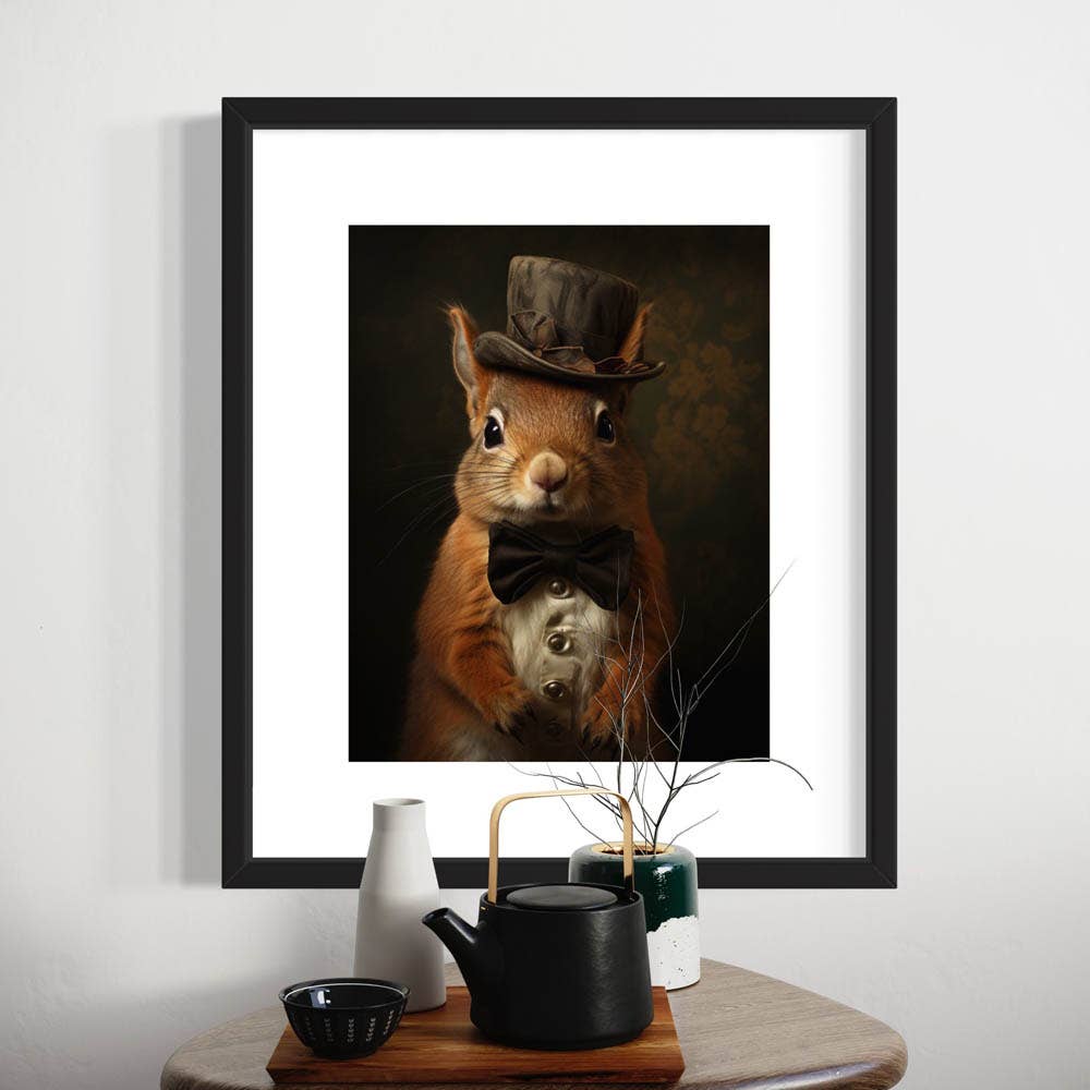 Victorian Squirrel in a Top Hat Art Print