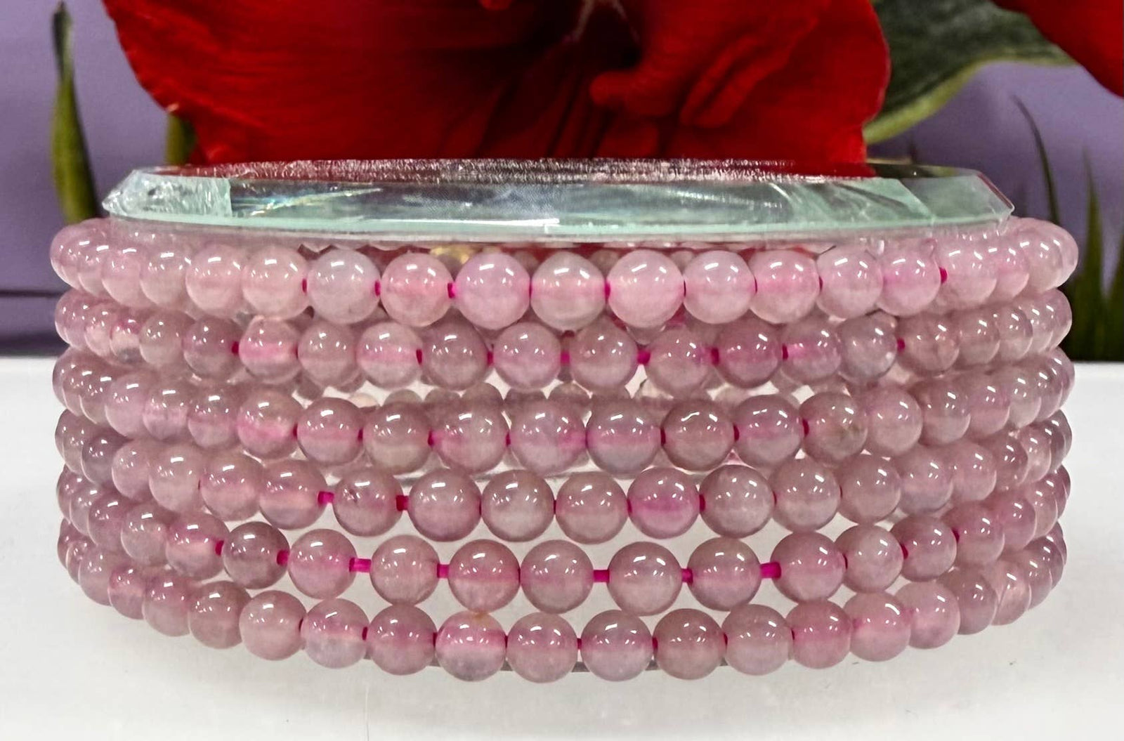 Natural Purple Rose Quartz Stretch Bracelet (4mm, 7.5”)