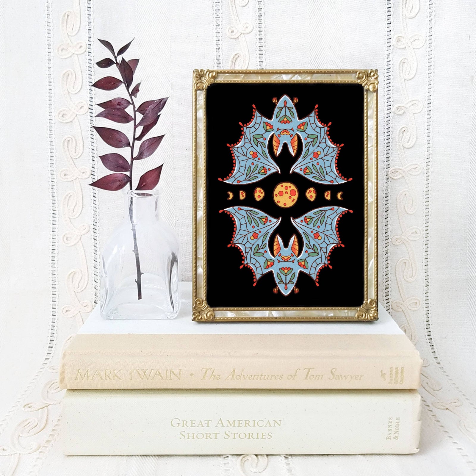 Moon Bats Art Print Fall Decor Print