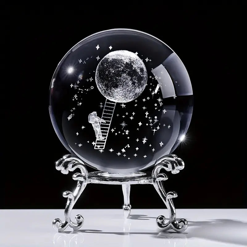 Clear Glass Sphere with Engraved Image