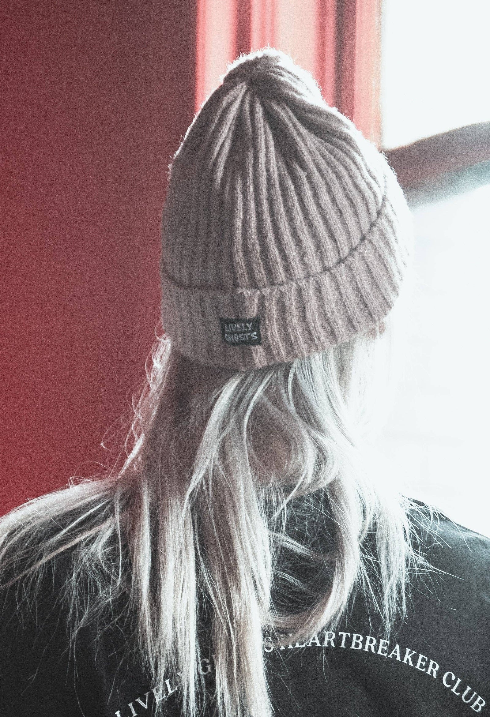 Ghost White | Ghostie Embroidered & Reversible Knit Beanie