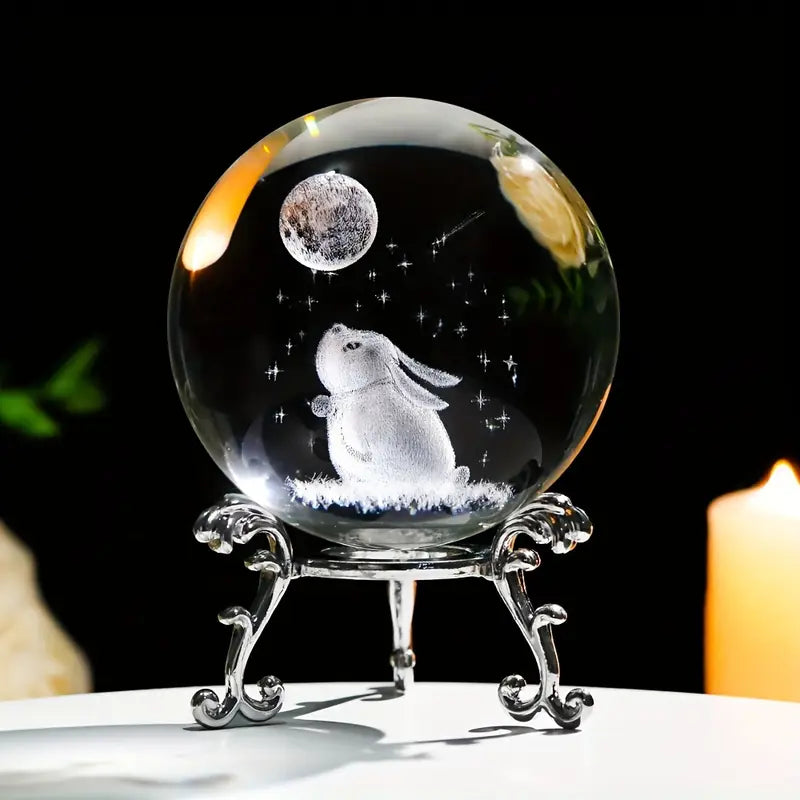 Clear Glass Sphere with Engraved Image