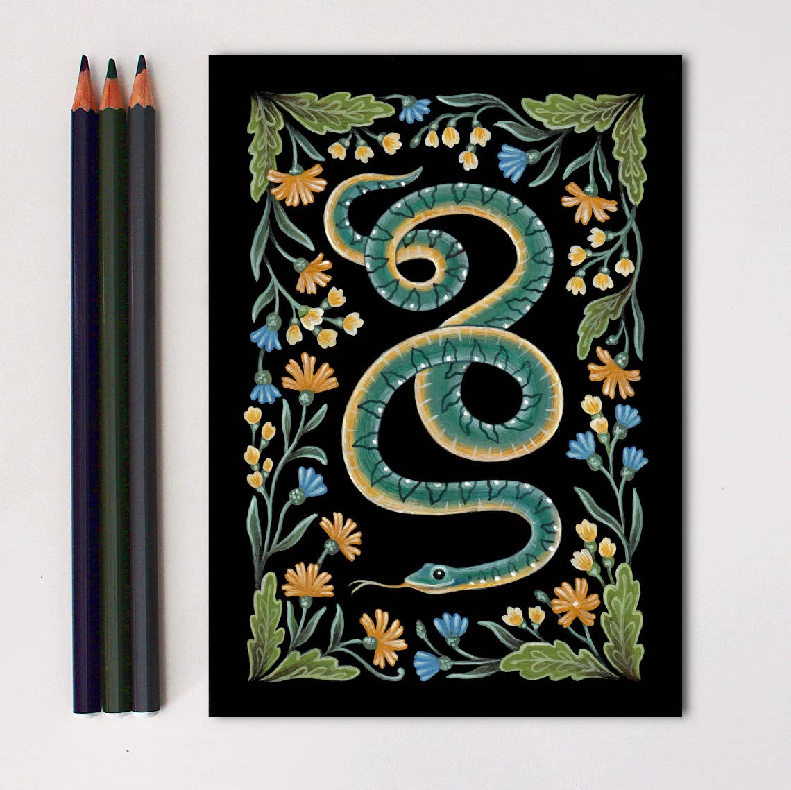 Snake Art Print Folk Decor Print
