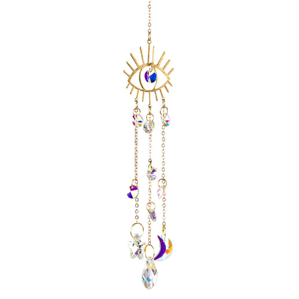 Evil Eye Crystal Suncatcher – Protective Spiritual Home Decor