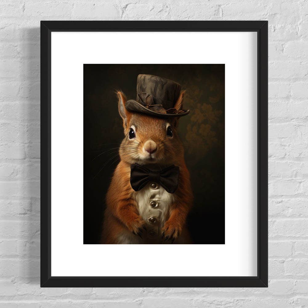 Victorian Squirrel in a Top Hat Art Print