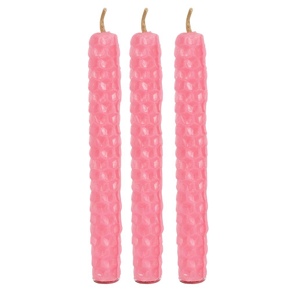 Set of 6 Pink Beeswax Magic Spell Candles