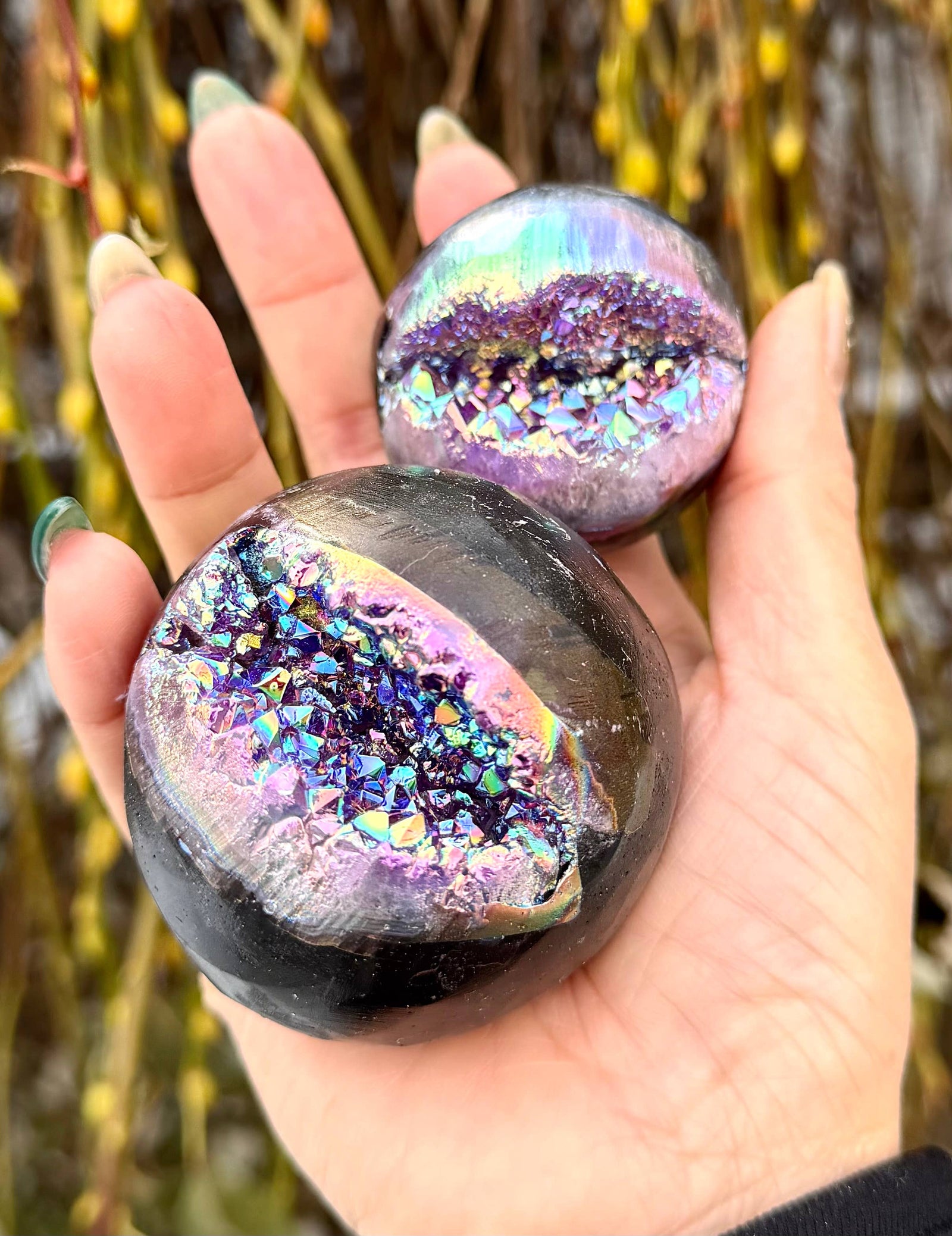 Aura Amethyst Geode Sphere Crystal Ball