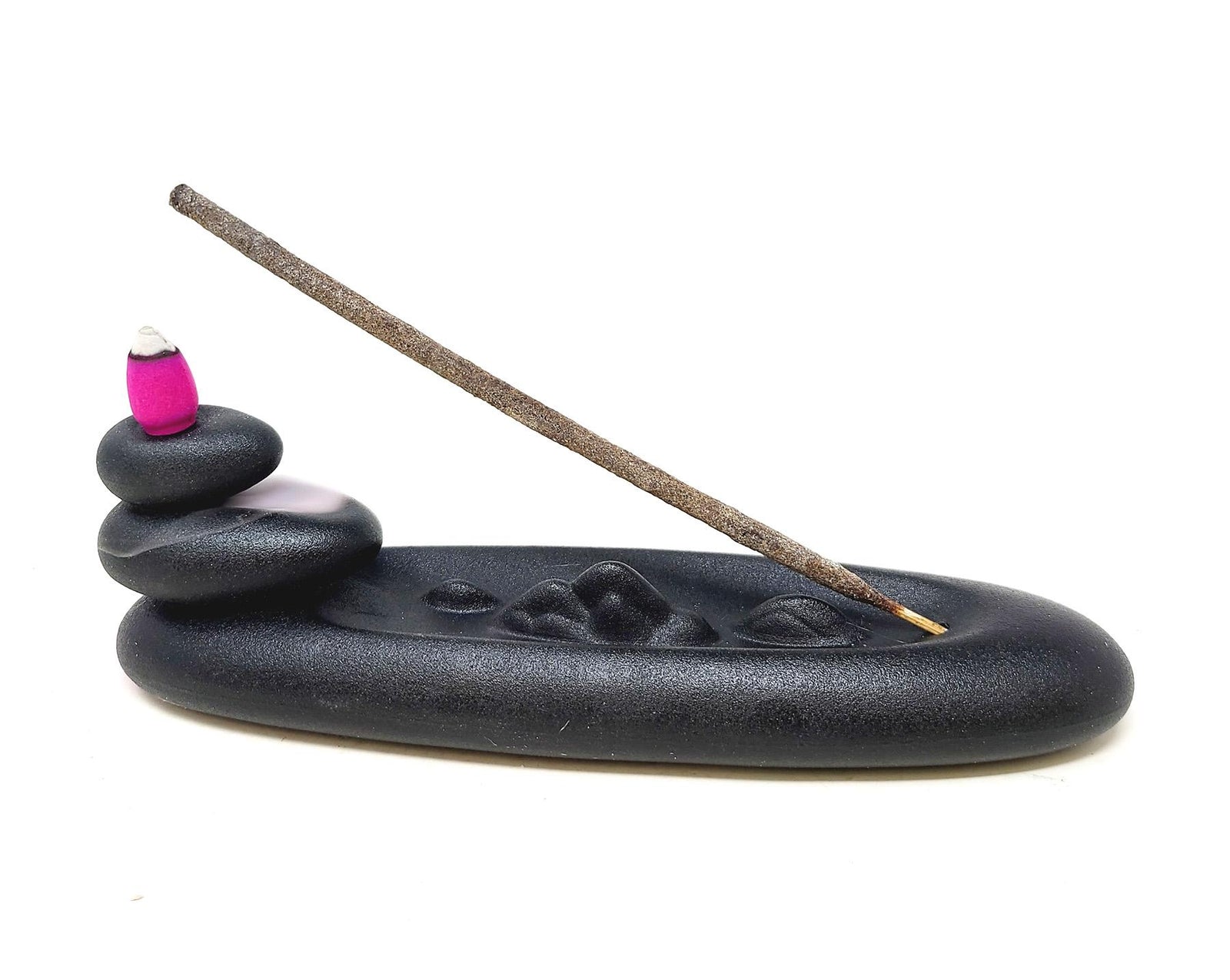 Ceramic Boat Shape Waterfall Backflow Incense Cone and Stick Burner (8.5"L)