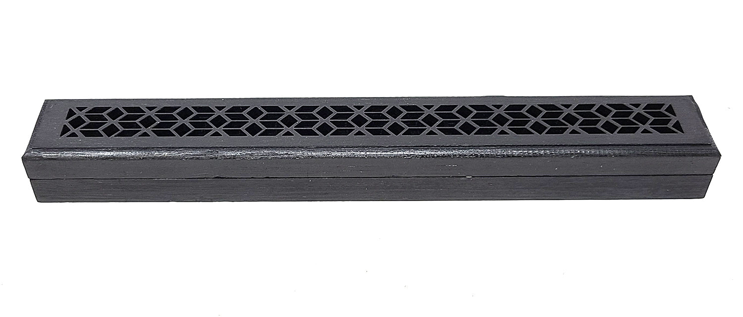 Black Wood Incense Box Burner with Fireproof Felt Strip