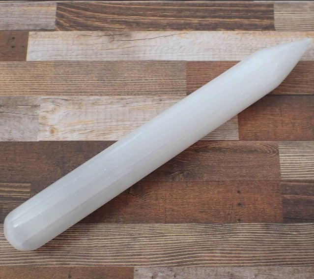 Selenite Polished Thick Pencil Point Wand - 6”