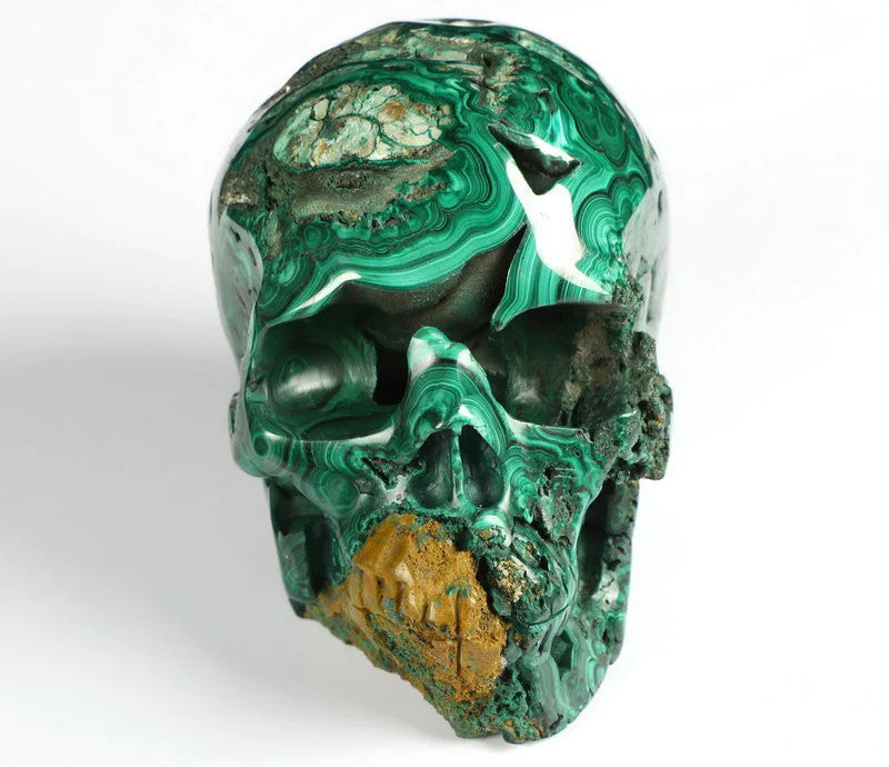 Cast a Stone: Congo Malachite Natural Crystal Skull Large 5"