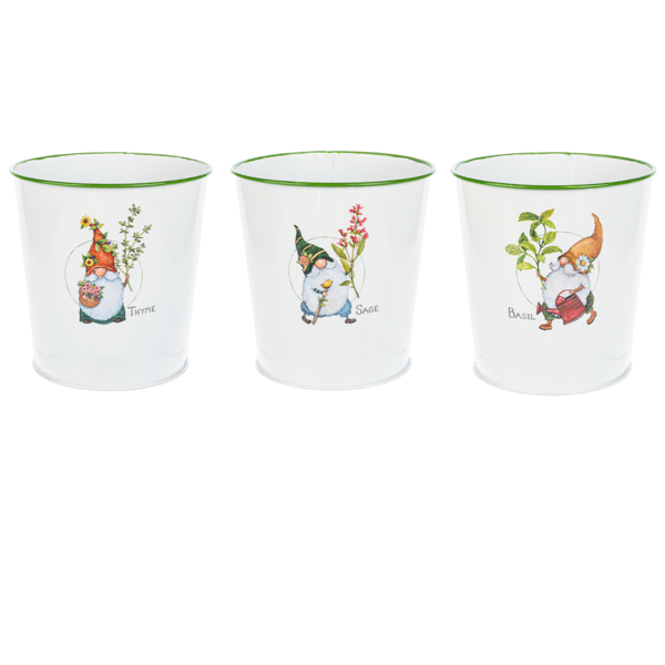 Gnome Herb Planter | Whimsical Metal Pots for Basil, Thyme & Sage