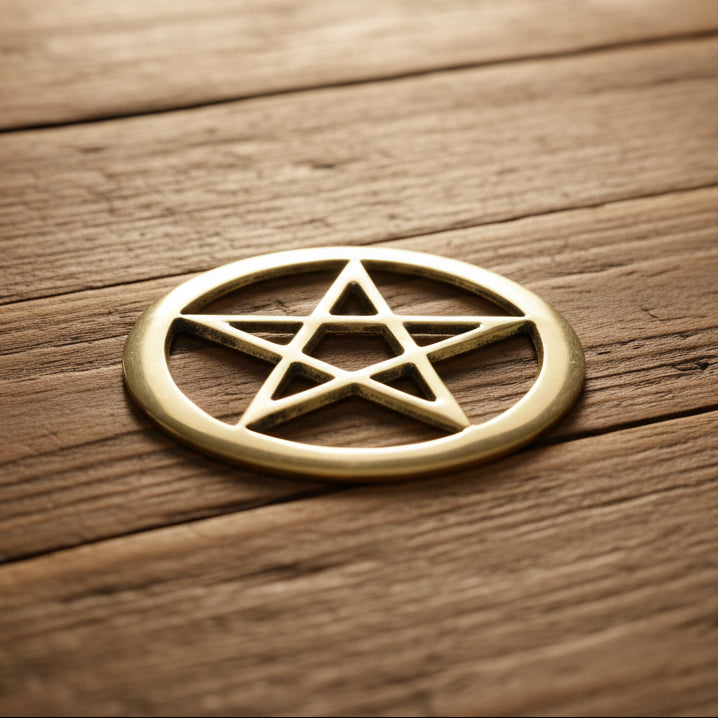 Pentacle Cut Out Brass Altar Tile 3"