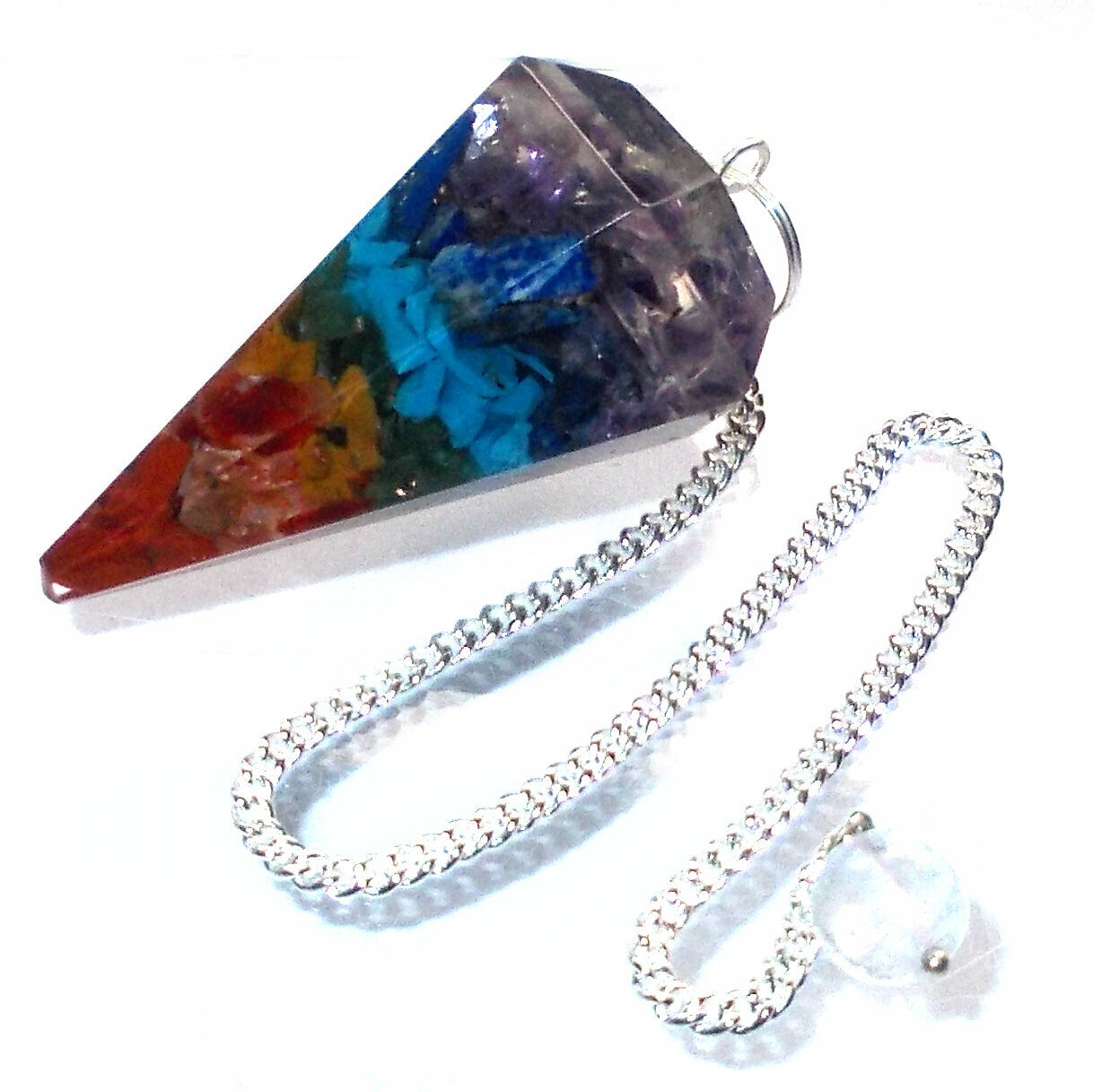 Seven Chakra Orgone Pendulum with Chain