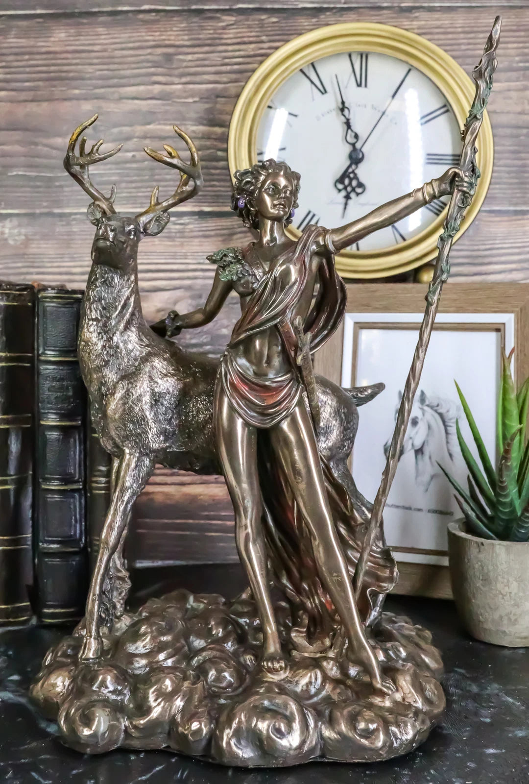 Diana With Stag Statue | Greek Roman Goddess of the Hunt Moon Nature