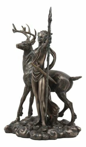 Diana With Stag Statue | Greek Roman Goddess of the Hunt Moon Nature
