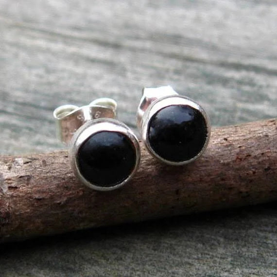 Black Onyx Sterling Silver Stud Earrings