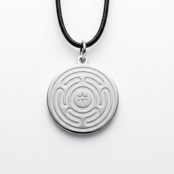 Hecate’s Wheel Strophalos Pendant Necklace – Goddess Symbolism & Witchy Style | Silver Tone