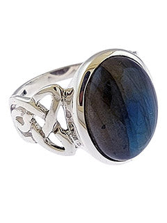 Celtic Infinity Band Ring with Labradorite Sterling Silver
