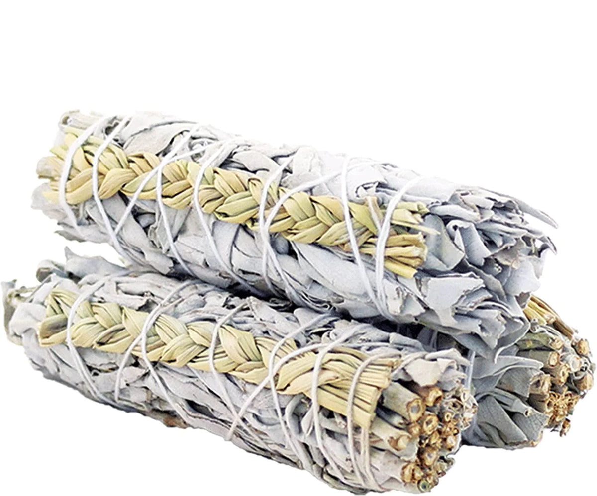 White Sage and Sweetgrass Smudge Stick - 4&quot;