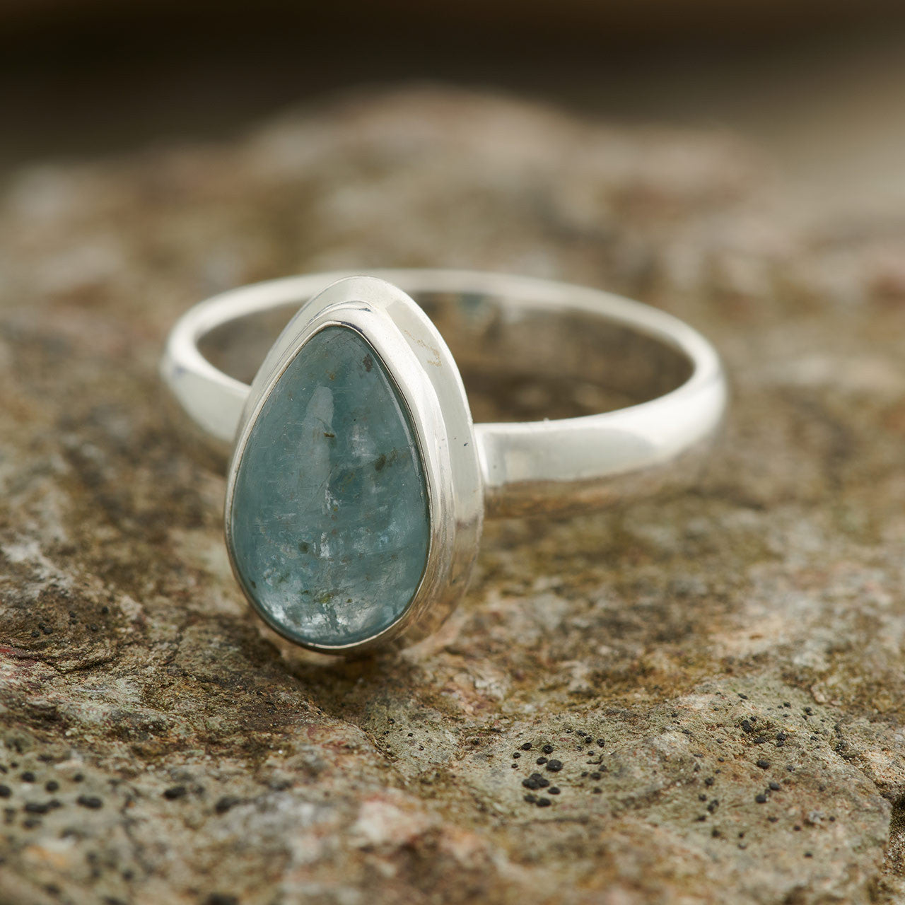 Aqua Kyanite Sterling Silver Ring