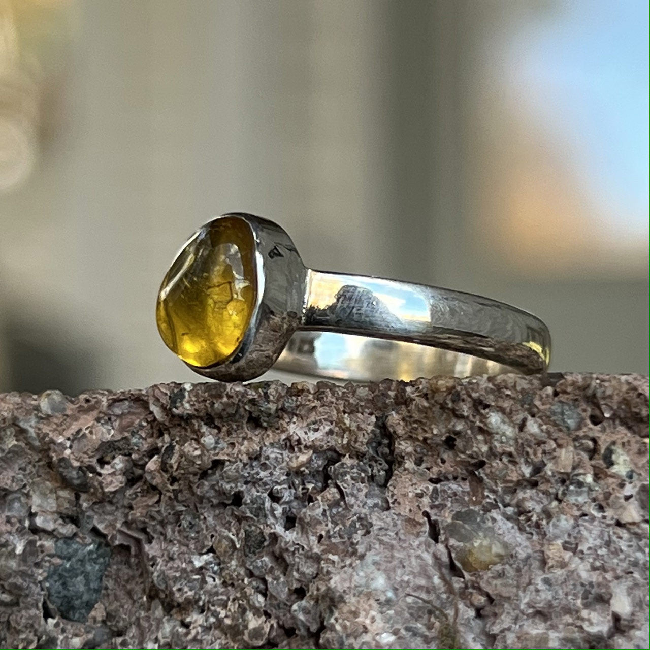 Beautiful Baltic Amber Sterling Silver Ring