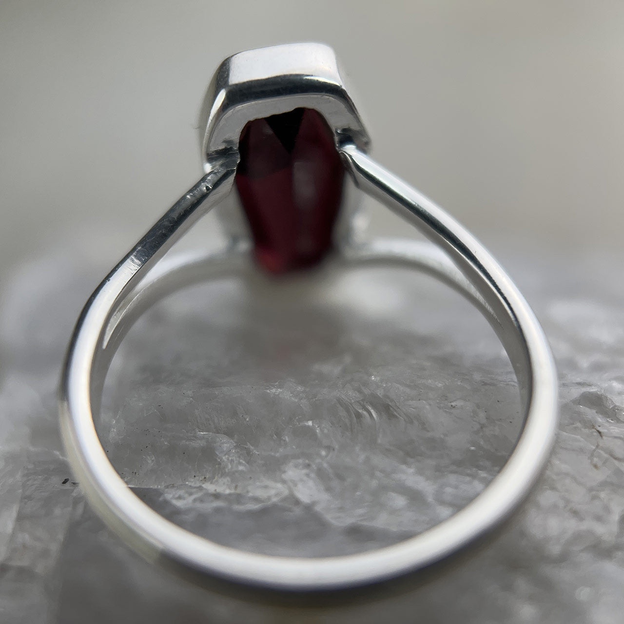 Garnet Coffin Ring Sterling Silver
