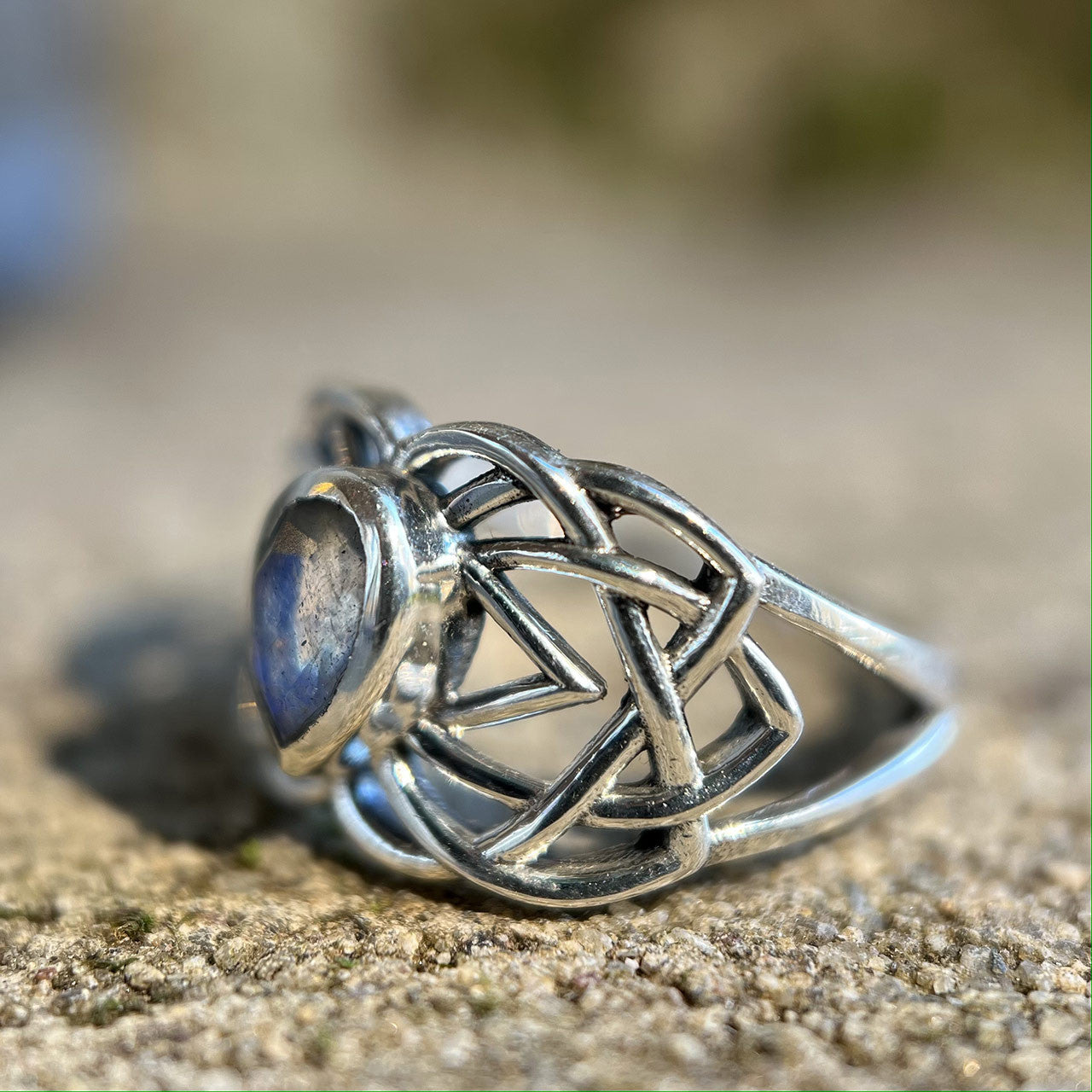 Labradorite Celtic Ring In Sterling Silver