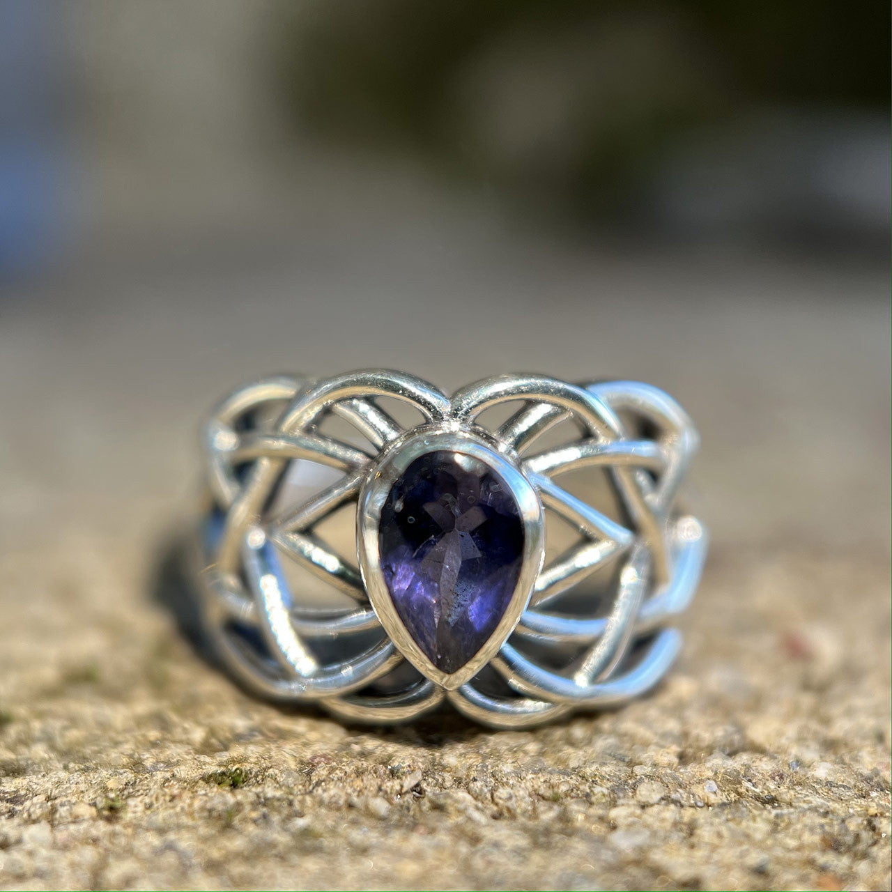Iolite Celtic Ring Sterling Silver