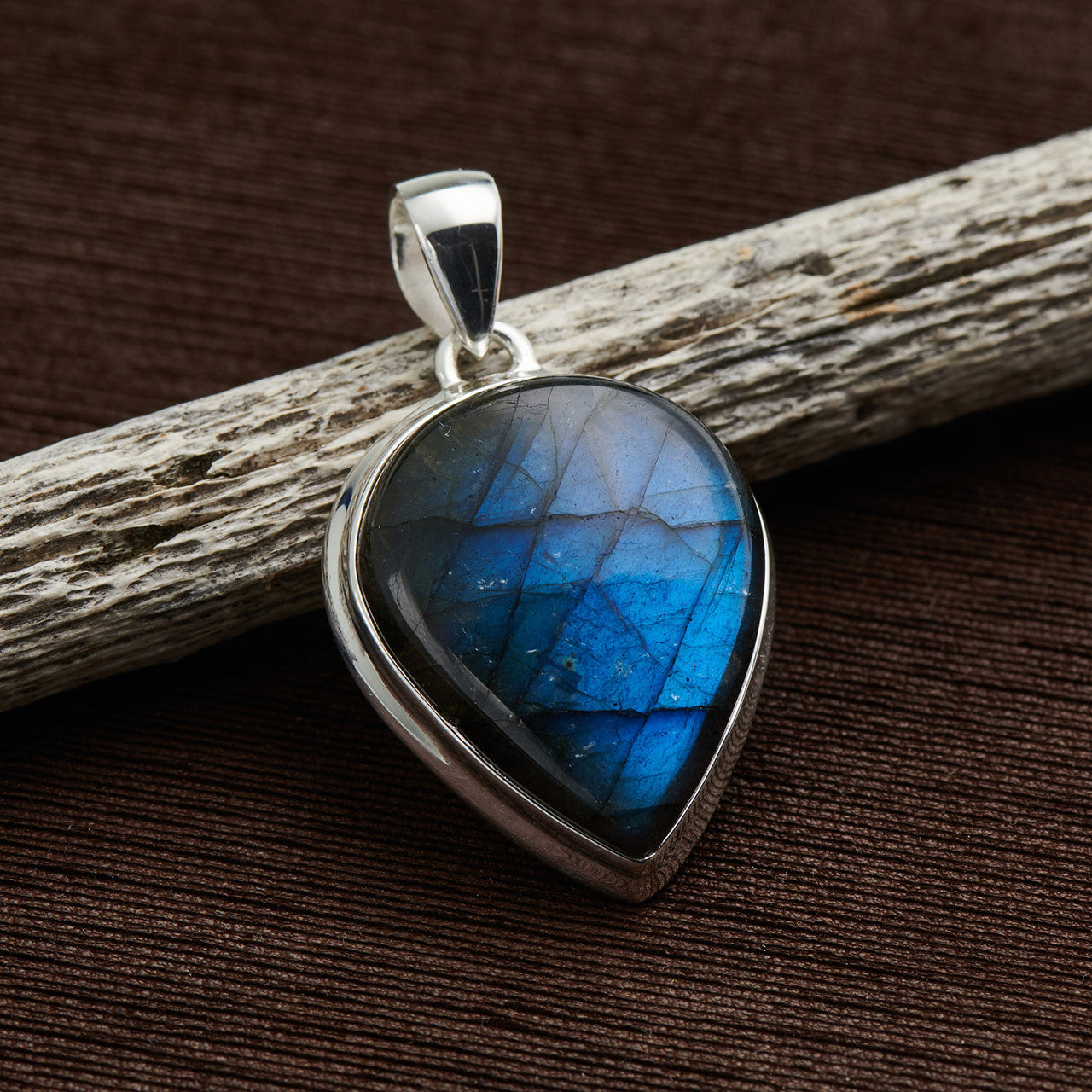 Blue Fire Labradorite Pendant Sterling Silver