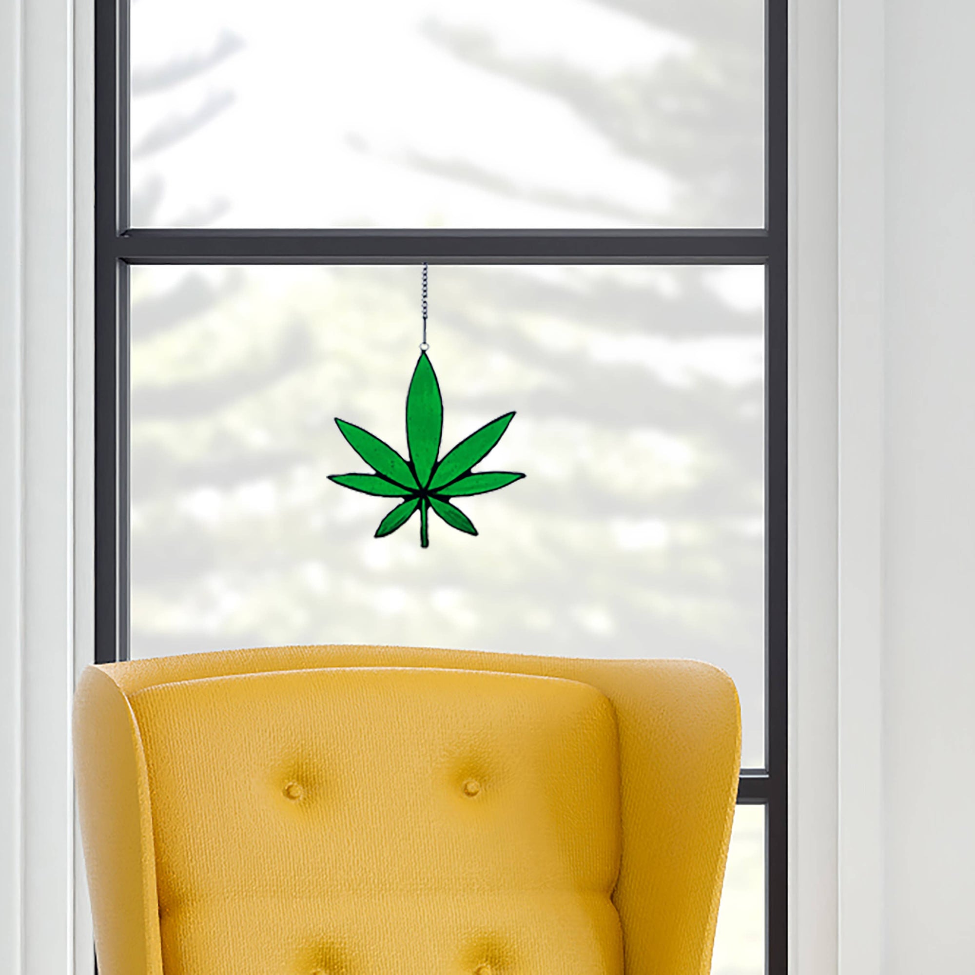 Indi Green Leaf Window Panel