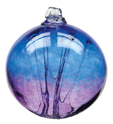 Olde English Witch Ball- Cobalt/ Amethyst hand blown Art Glass Ornament - Cast a Stone