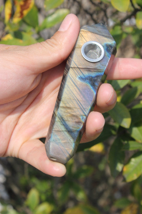 Labradorite Gemstone crystal pipe #3 - Cast a Stone