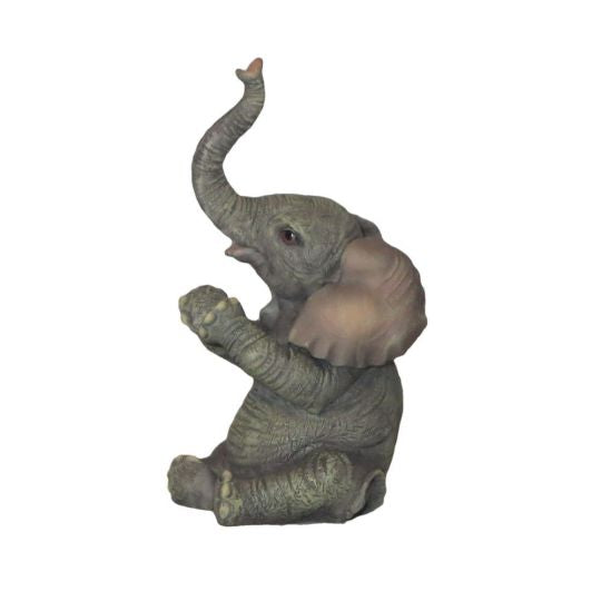 Baby Elephant Sitting and Applauding Figurine