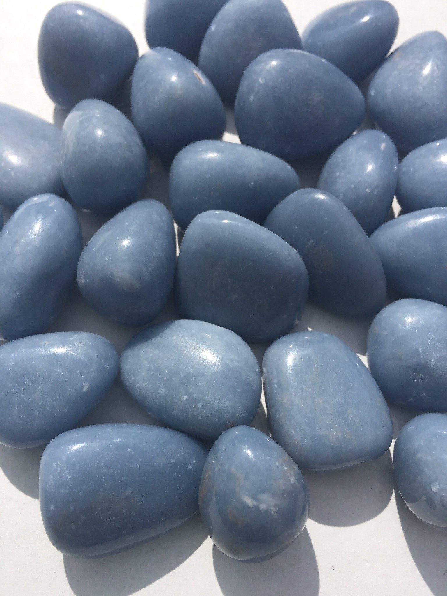 Angelite tumbled single gemstone - Cast a Stone