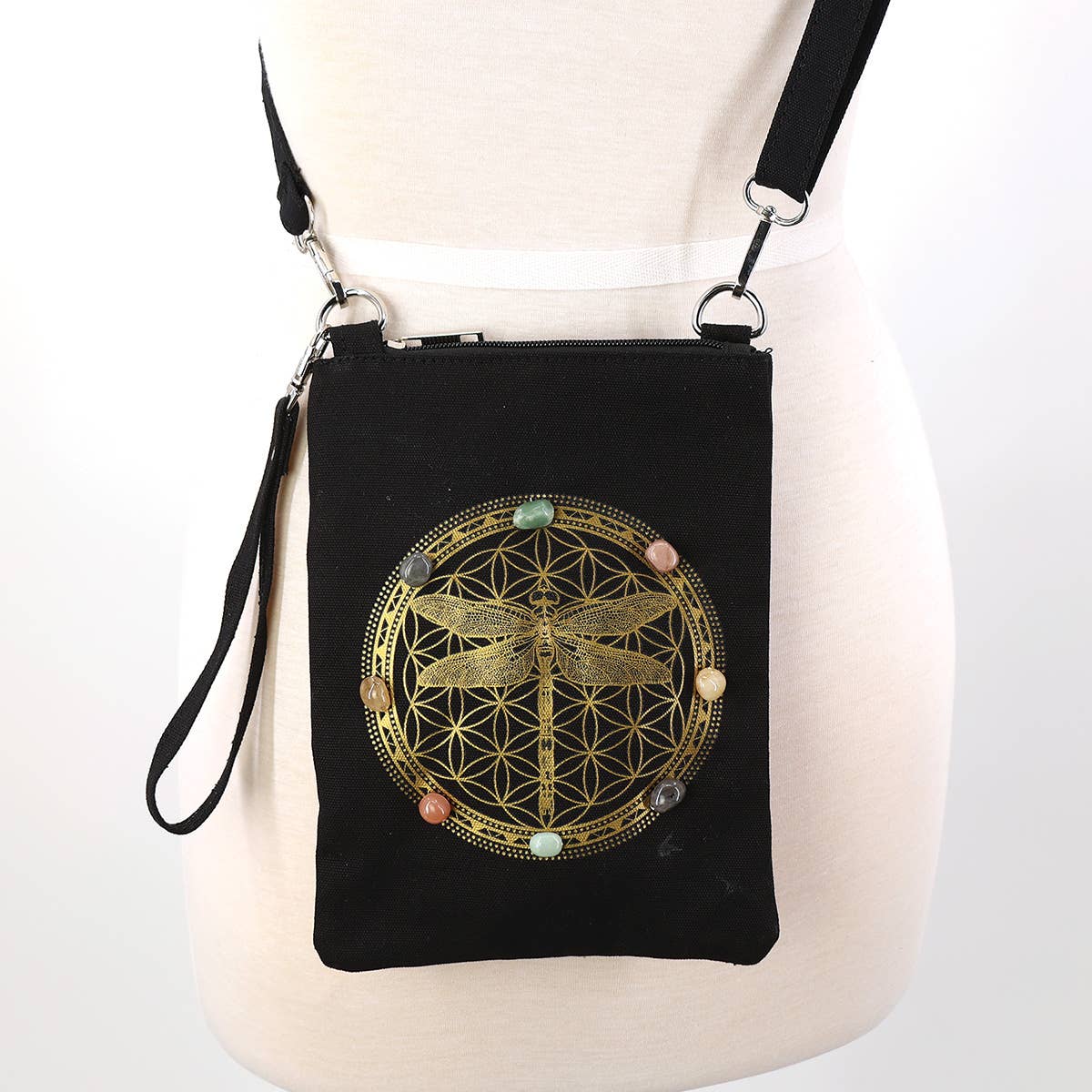 Dragonfly &amp; Crystal Shoulder Bag