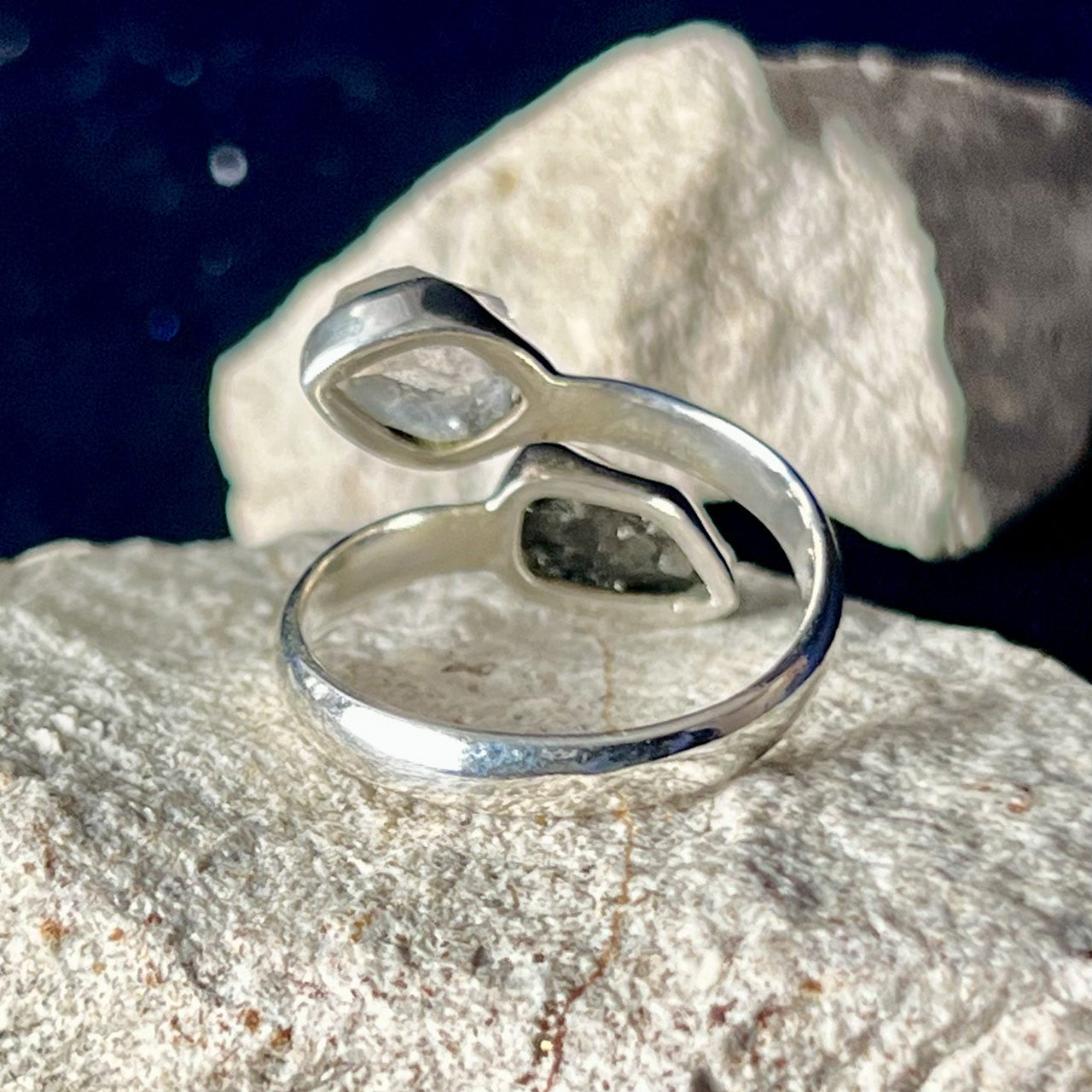 Shungite With Herkimer Diamond Sterling Silver Ring