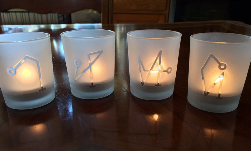 Archangel engraved Glass votive tea light Candle holder - Frosted - 4 styles Angels Michael, Raphael, Gabriel or Uriel - Cast a Stone