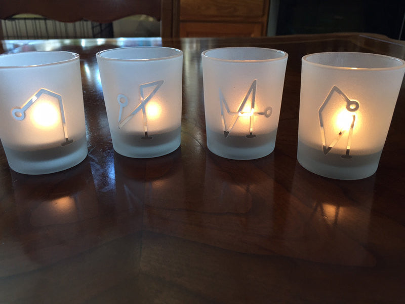 Archangel engraved Glass votive tea light Candle holder - Frosted - 4 styles Angels Michael, Raphael, Gabriel or Uriel - Cast a Stone