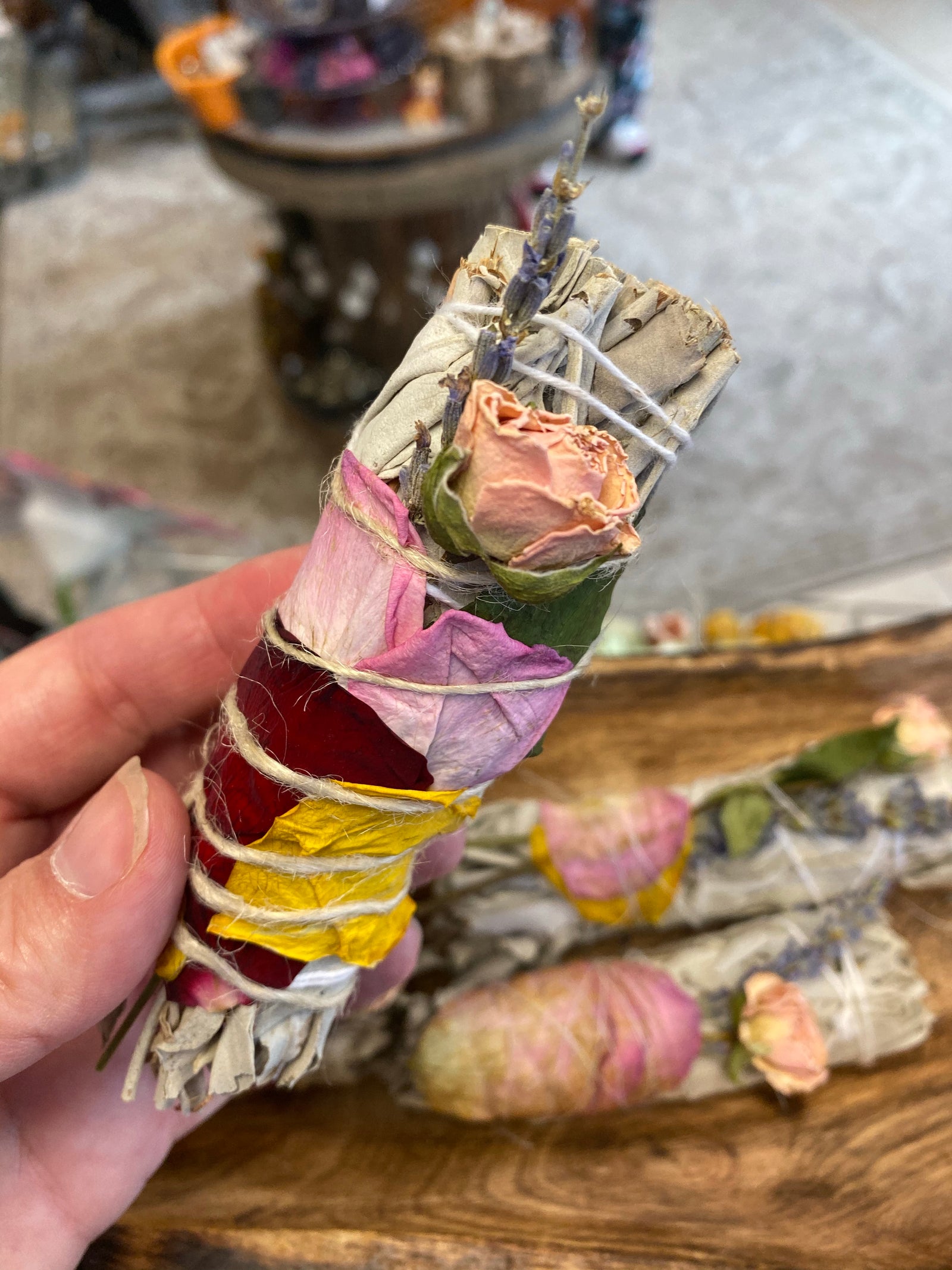 Handcrafted Floral Smudge Stick | Sage & Botanicals for Cleansing