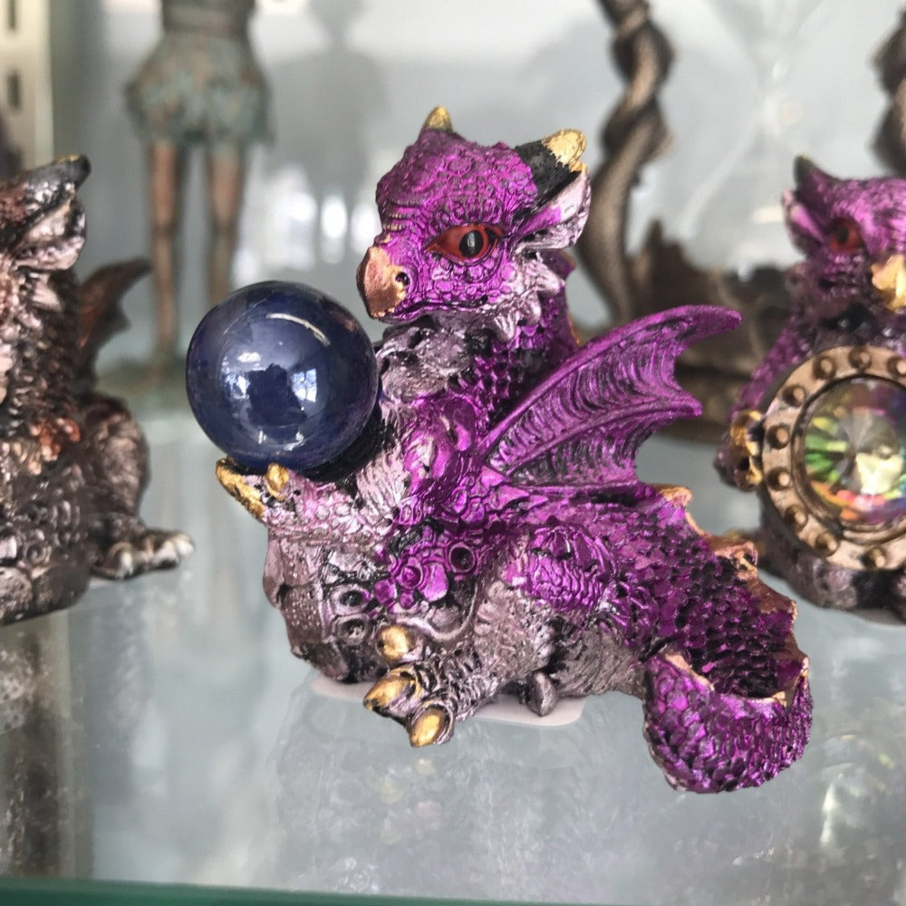 Small Cute Baby Dragon w/Sphere -choose your color! - Cast a Stone