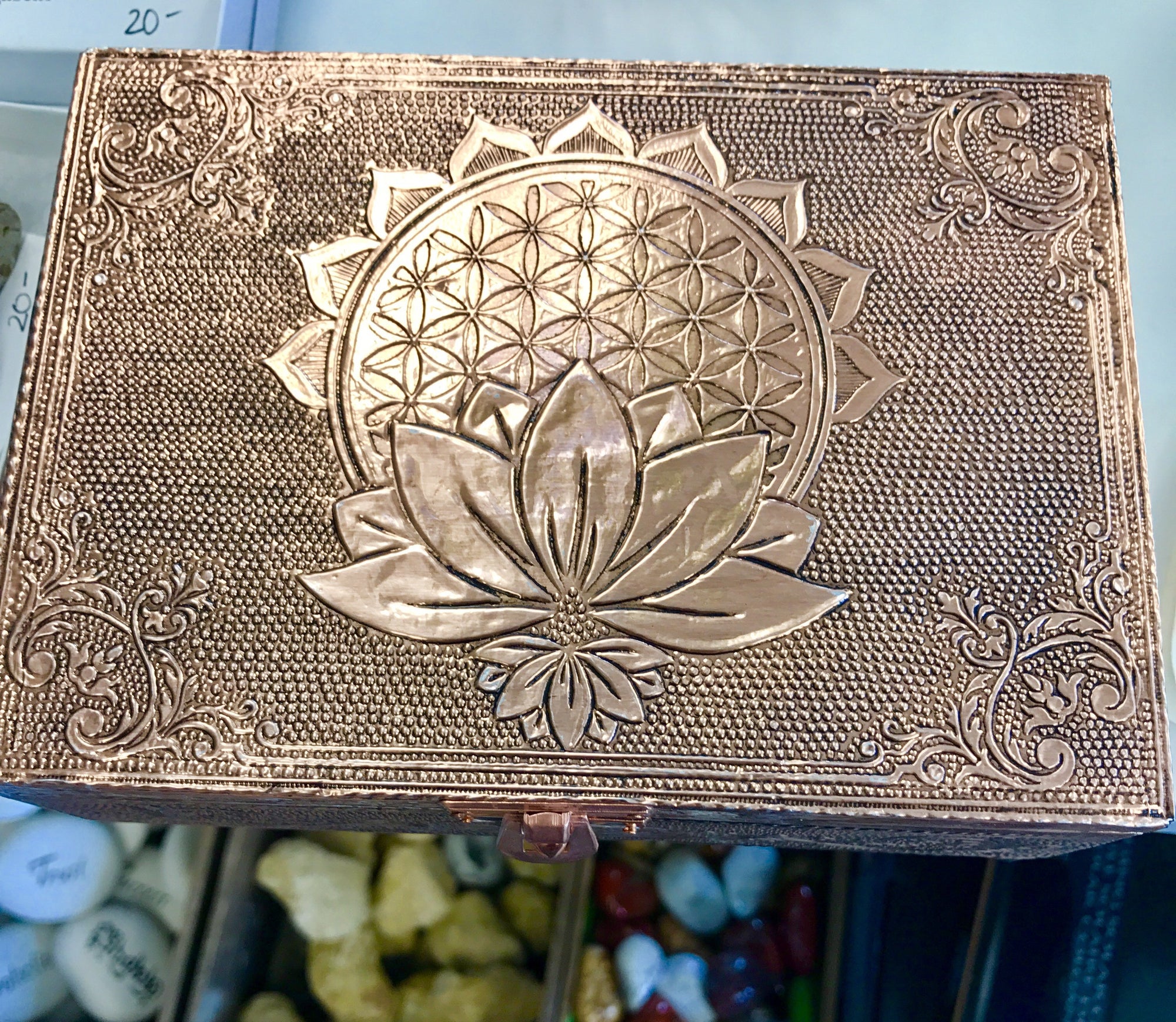 Bronze Metal Lined Box - Flower of Life - Cast a Stone