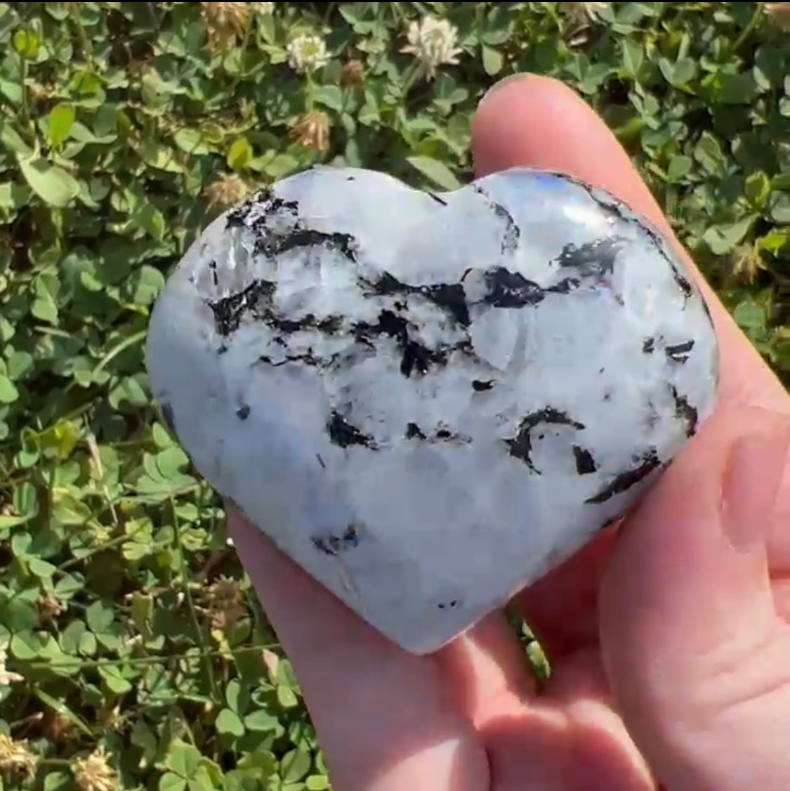 Rainbow Moonstone Polished Gemstone Heart 35-45mm